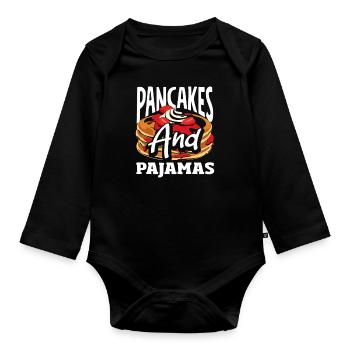Pancakes Und Pyjamas Frühstücksfreude - Baby Bio-Langarm-Body - Schwarz - Vorne