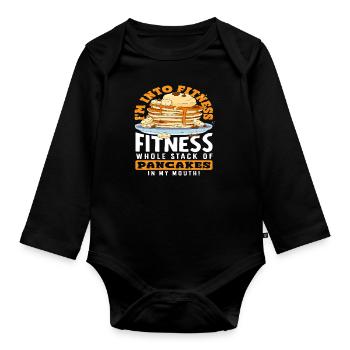 Pancakes Fitness Lovers Humorous Enjoyment - Organic Longsleeve Baby Bodysuit - black - Front