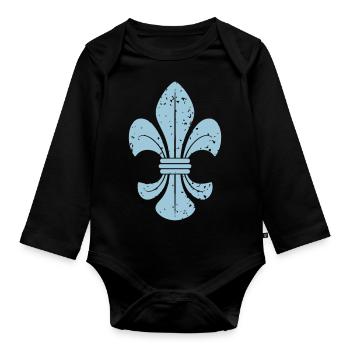 Lilie VEKTOR / Fleur De Lille - Baby Bio-Langarm-Body - Schwarz - Vorne