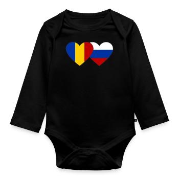 Rumänien Russland Flagge Herz - Baby Bio-Langarm-Body - Schwarz - Vorne