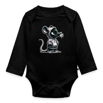 Mouse - Organic Longsleeve Baby Bodysuit - black - Front