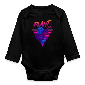 Plant Lover Gardening Mom Monstera - Baby Bio-Langarm-Body - Schwarz - Vorne