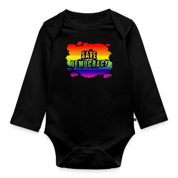 Stop AfD against right, democracy, diversity, left - Organic Longsleeve Baby Bodysuit - black - Front