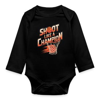 Basketball Shoot like a Champion - Baby Bio-Langarm-Body - Schwarz - Vorne