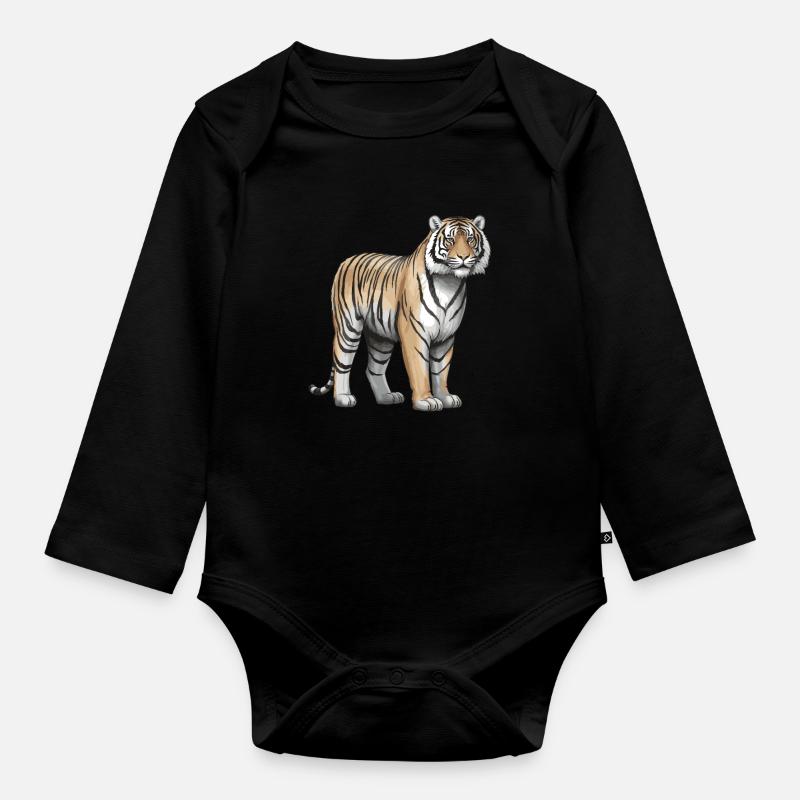 Tiger Tier - Baby Bio-Langarm-Body - Schwarz