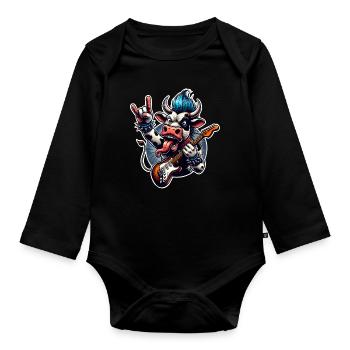 Kuh Rock and Roll Guitarist - Organic Longsleeve Baby Bodysuit - black - Front