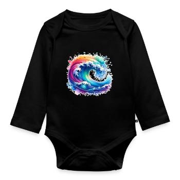 Wave - Organic Longsleeve Baby Bodysuit - black - Front