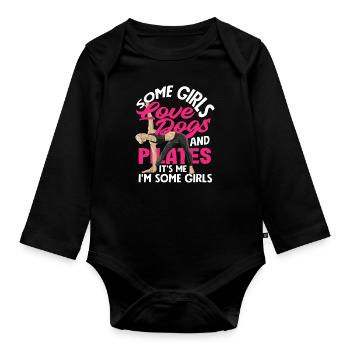 Pilates et filles aimant les chiens - Body Bébé bio manches longues - noir - Devant