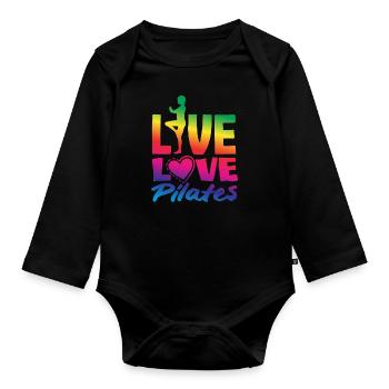 Pilates Live Love for Fitness Fans - Organic Longsleeve Baby Bodysuit - black - Front
