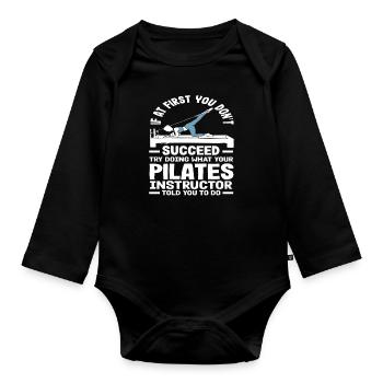 Pilates Erfolg Mit Instruktor Anleitung - Baby Bio-Langarm-Body - Schwarz - Vorne