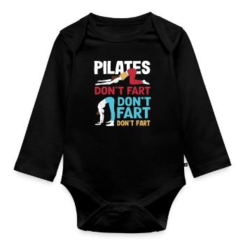 Exercice humoristique Pilates sans pets - Body Bébé bio manches longues - noir - Devant