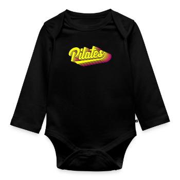 Pilates retro style for fitness fans - Organic Longsleeve Baby Bodysuit - black - Front