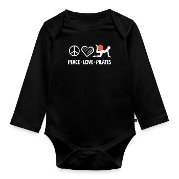Pilates Peace Love Pilates - Organic Longsleeve Baby Bodysuit - black - Front
