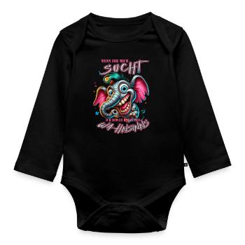 Wenn ihr mich sucht ich bin am Rande des Wahnsinns - Baby Bio-Langarm-Body - Schwarz - Vorne