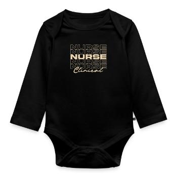 Klinische Krankenschwester Medizinische Krankenschwestern Stilvoll - Baby Bio-Langarm-Body - Schwarz - Vorne