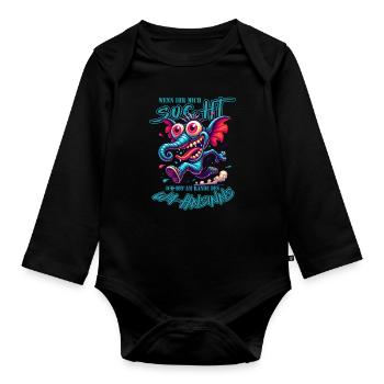Wenn ihr mich sucht ich bin am Rande des Wahnsinns - Baby Bio-Langarm-Body - Schwarz - Vorne