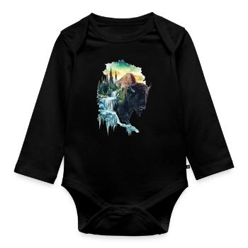 Bison - Baby Bio-Langarm-Body - Schwarz - Vorne