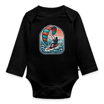 Kitesurfen Kitesurfer Kiteboard - Baby Bio-Langarm-Body - Schwarz - Vorne