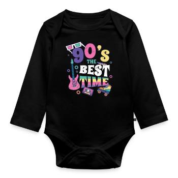nineties - Organic Longsleeve Baby Bodysuit - black - Front