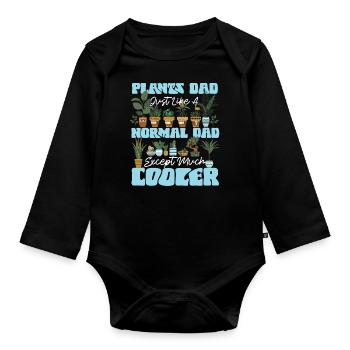 Plant Lover Gardening Dad Plants - Baby Bio-Langarm-Body - Schwarz - Vorne