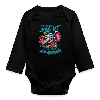 Wenn ihr mich sucht, ich bin am Rande des Wahnsinn - Baby Bio-Langarm-Body - Schwarz - Vorne