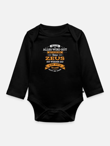ALLES WIRD GUT, DIE LEGENDE ZEUS IST DA - Baby Bio-Langarm-Body - Schwarz