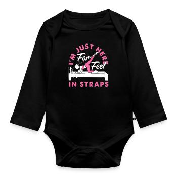 Pilates Je suis juste là pour les pieds dans les sangles - Body Bébé bio manches longues - noir - Devant