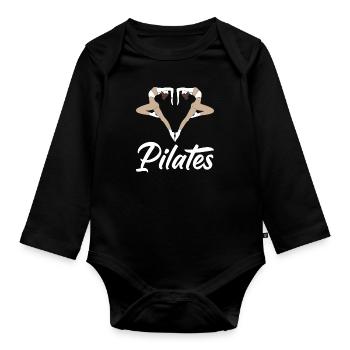 Pilates heart motif for fitness fans - Organic Longsleeve Baby Bodysuit - black - Front