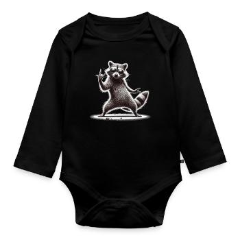 Rock-Waschbär – Métal et fraîcheur - Body Bébé bio manches longues - noir - Devant