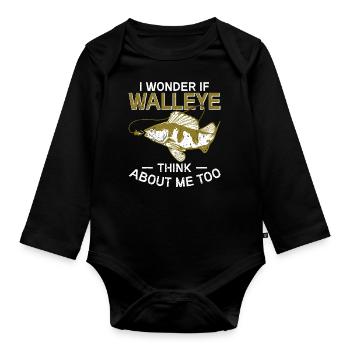 Walleye Zander Pêche Pêcheur Pêcheur - Body Bébé bio manches longues - noir - Devant