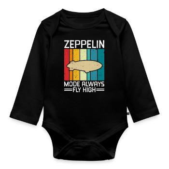 Vintage Zeppelin Airship 70 Years - Organic Longsleeve Baby Bodysuit - black - Front