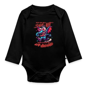 Wenn ihr mich sucht, ich bin am Rande des Wahnsinn - Baby Bio-Langarm-Body - Schwarz - Vorne