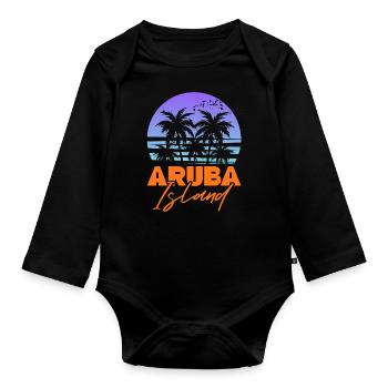 Aruba Caribbean Summer Ocean Beach Gift - Organic Longsleeve Baby Bodysuit - black - Front