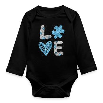 Autismus - Baby Bio-Langarm-Body - Schwarz - Vorne