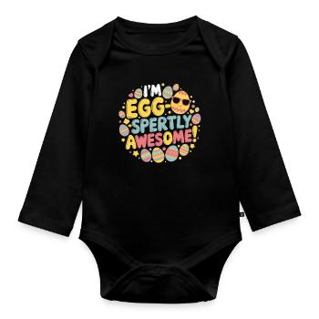 Ich bin eier-weise großartig – Lustiges Ostershirt - Baby Bio-Langarm-Body - Schwarz - Vorne