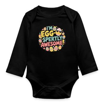 Ich bin eier-weise großartig – Ostergeschenk - Baby Bio-Langarm-Body - Schwarz - Vorne