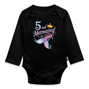 Fille Sirène 5 ans pour l’anniversaire - Body Bébé bio manches longues - noir - Devant