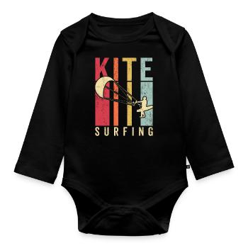 Kitesurfer Kiteboard Kitesurfing Kitesurf - Organic Longsleeve Baby Bodysuit - black - Front