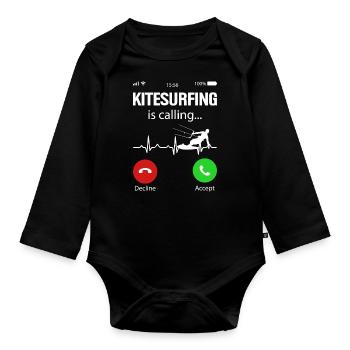 Kitesurfer Kiteboard Kitesurfing Kitesurf - Organic Longsleeve Baby Bodysuit - black - Front