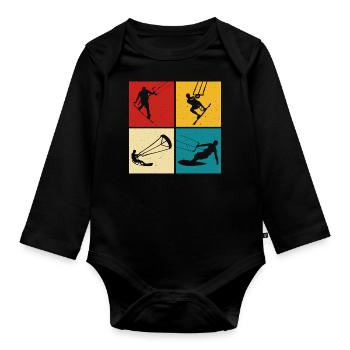 Kitesurfer Kiteboard Kitesurfing Kitesurf - Organic Longsleeve Baby Bodysuit - black - Front