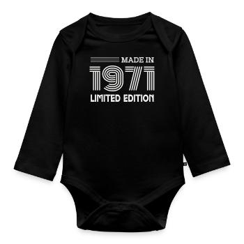1971 Geburtstagsgeschenkidee 1971 - Baby Bio-Langarm-Body - Schwarz - Vorne