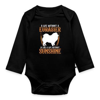 Life without Eurasier Eurasian Spitz - Organic Longsleeve Baby Bodysuit - black - Front