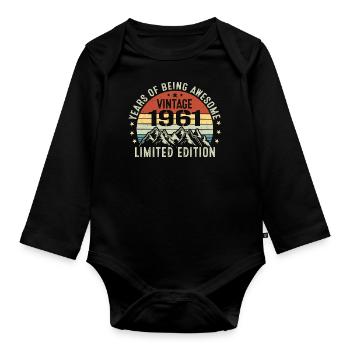 Gift to Celebrate Your Birth Year 1961 - Organic Longsleeve Baby Bodysuit - black - Front