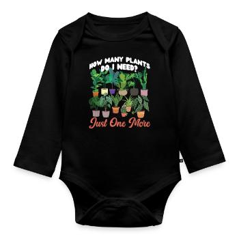 Plant Lover Gardening How Many - Organic Longsleeve Baby Bodysuit - black - Front