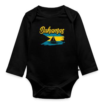 Bahamas Karibik Insel Atlantik Sommer Geschenk - Baby Bio-Langarm-Body - Schwarz - Vorne