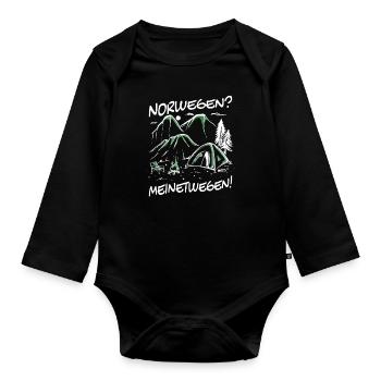 Norway Camping Scandinavia North Cape - Organic Longsleeve Baby Bodysuit - black - Front