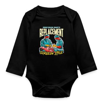 Transplant Surgery Precision Parts Health Worker - Organic Longsleeve Baby Bodysuit - black - Front