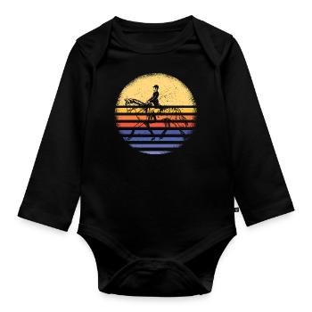 Rider Retro Sunset Endurance Riding - Baby Bio-Langarm-Body - Schwarz - Vorne
