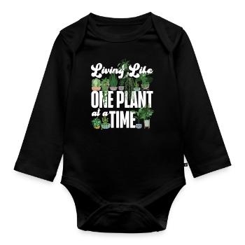 Plant Lover Gardening Living Life - Organic Longsleeve Baby Bodysuit - black - Front