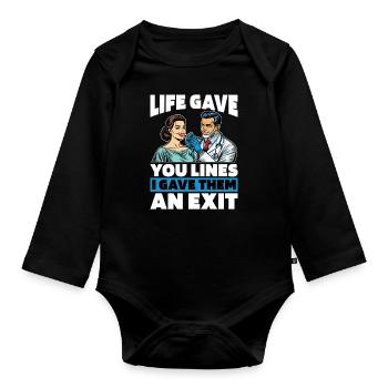 Plastic Surgery Life Gave You Lines Cosmetic Nurse - Organic Longsleeve Baby Bodysuit - black - Front